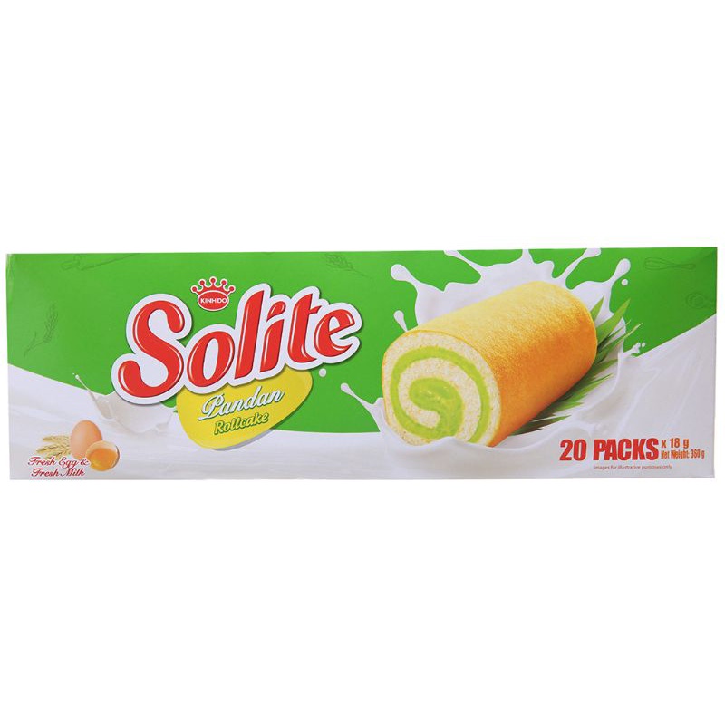 Solite pandan flavored cream sponge cake 360g box (20 pieces)
