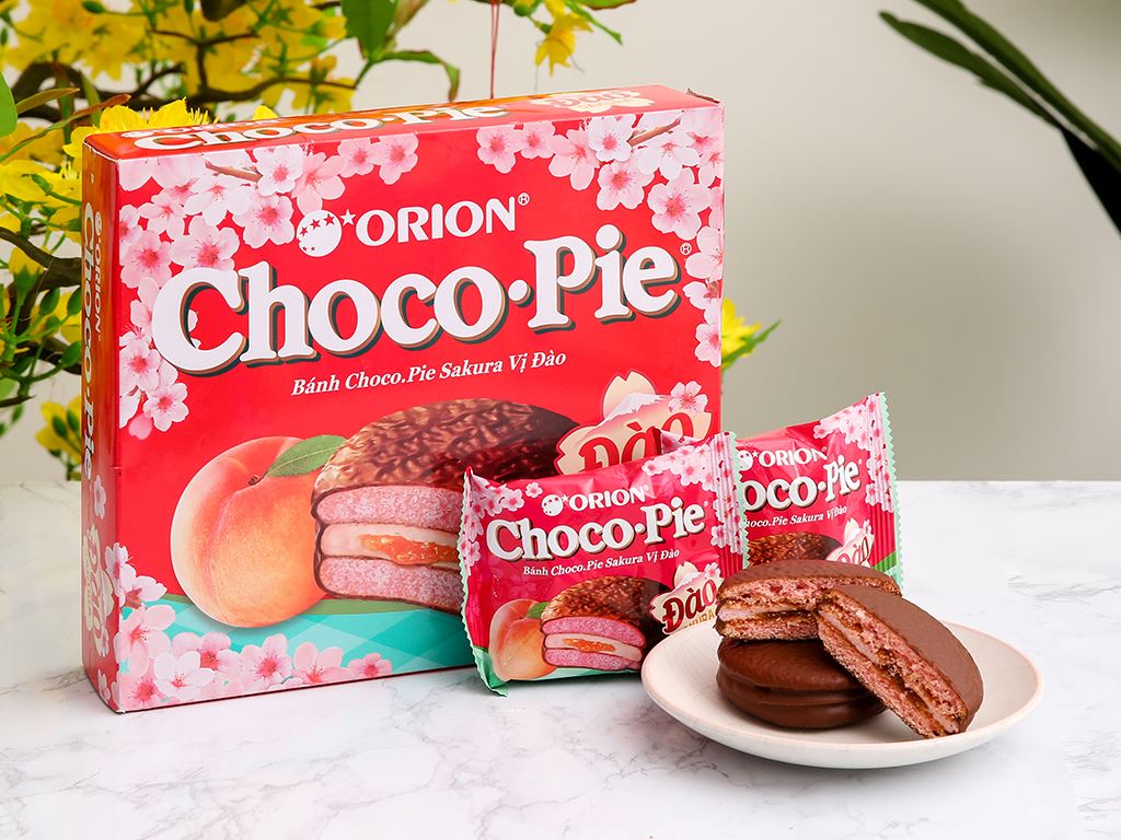 ChocoPie Sakura Peach Flavor 360g - 12 Pack/Box, 8 Box/Case
