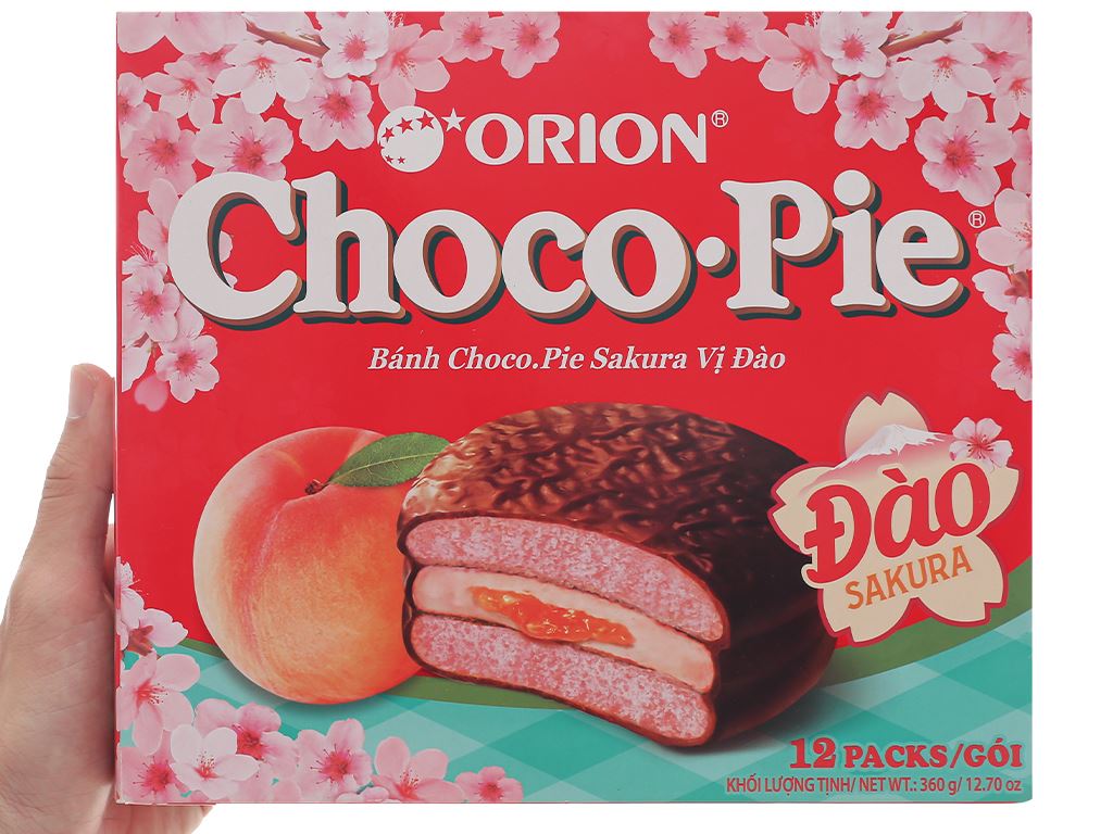 ChocoPie Sakura Peach Flavor 360g - 12 Pack/Box, 8 Box/Case