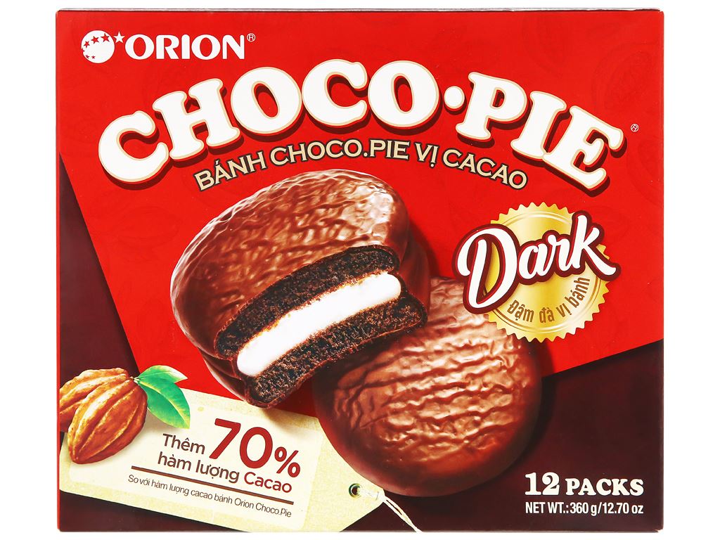 ChocoPie Dark 360g - 12 Pack/Box, 8 Box/Case