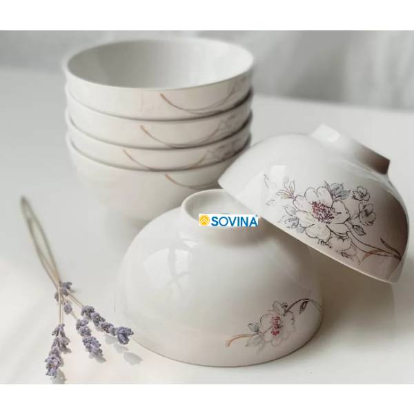 Modern elegant pattern printed ceramic rice bowl with durable ceramic material