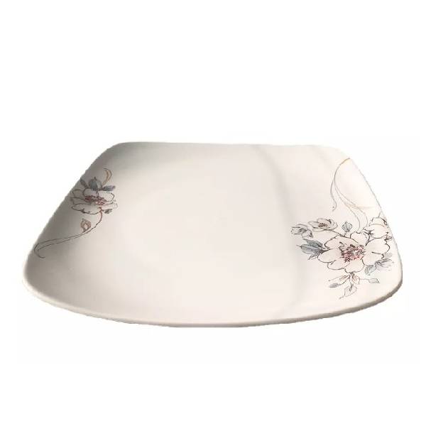 Square ceramic plate printed with decorative patterns for restaurants and hotels