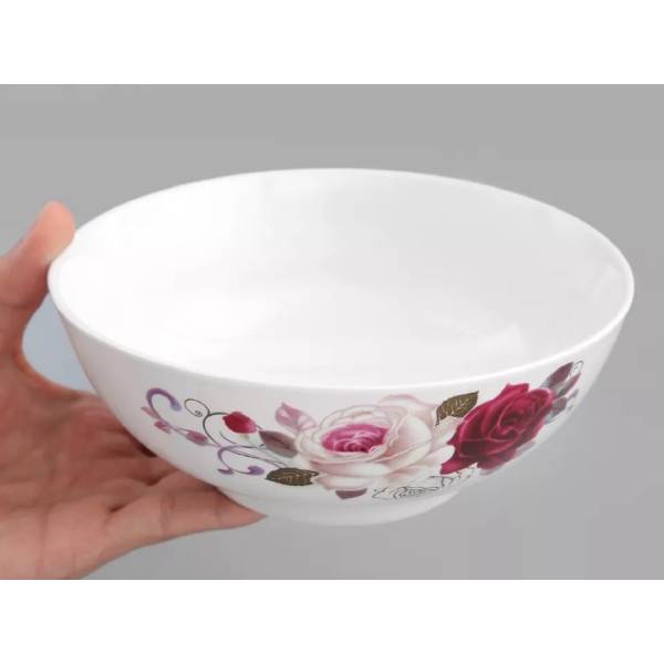 White ceramic bowl with special patterns printed on durable materials suitable for families