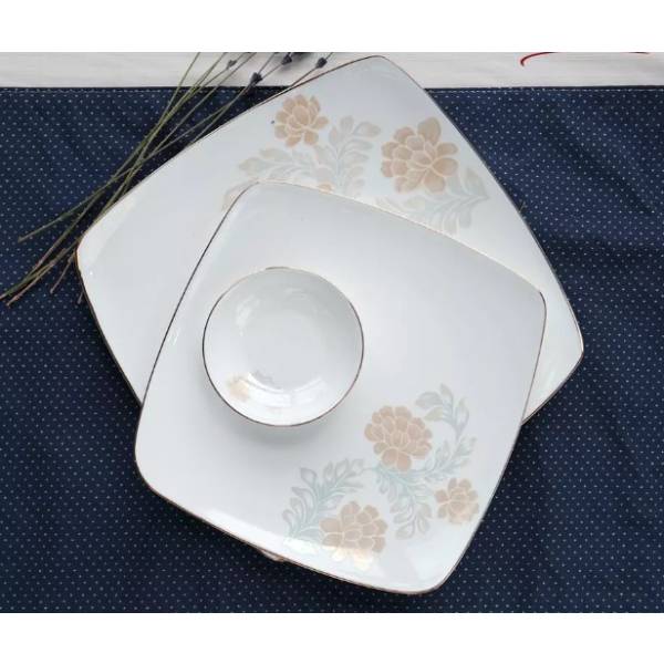 Square porcelain plate elegant pattern design durable material 6.5/8/10.5 inch